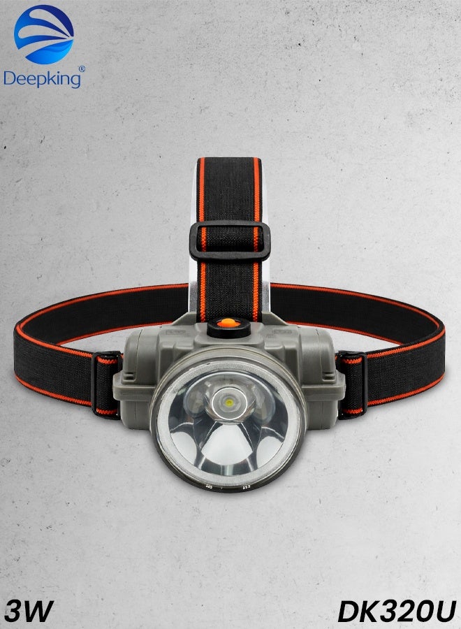 Deepking Rechargeable LED Headlamp 3W USB Charging 1200mAh Battery Waterproof Head Light with Strong and Low Modes Adjustable Headband for Camping Hiking Fishing Cycling Farming Outdoor Work Emergency Use Night Running Caving Lamp Headlamp USB Torch LED - Image 1